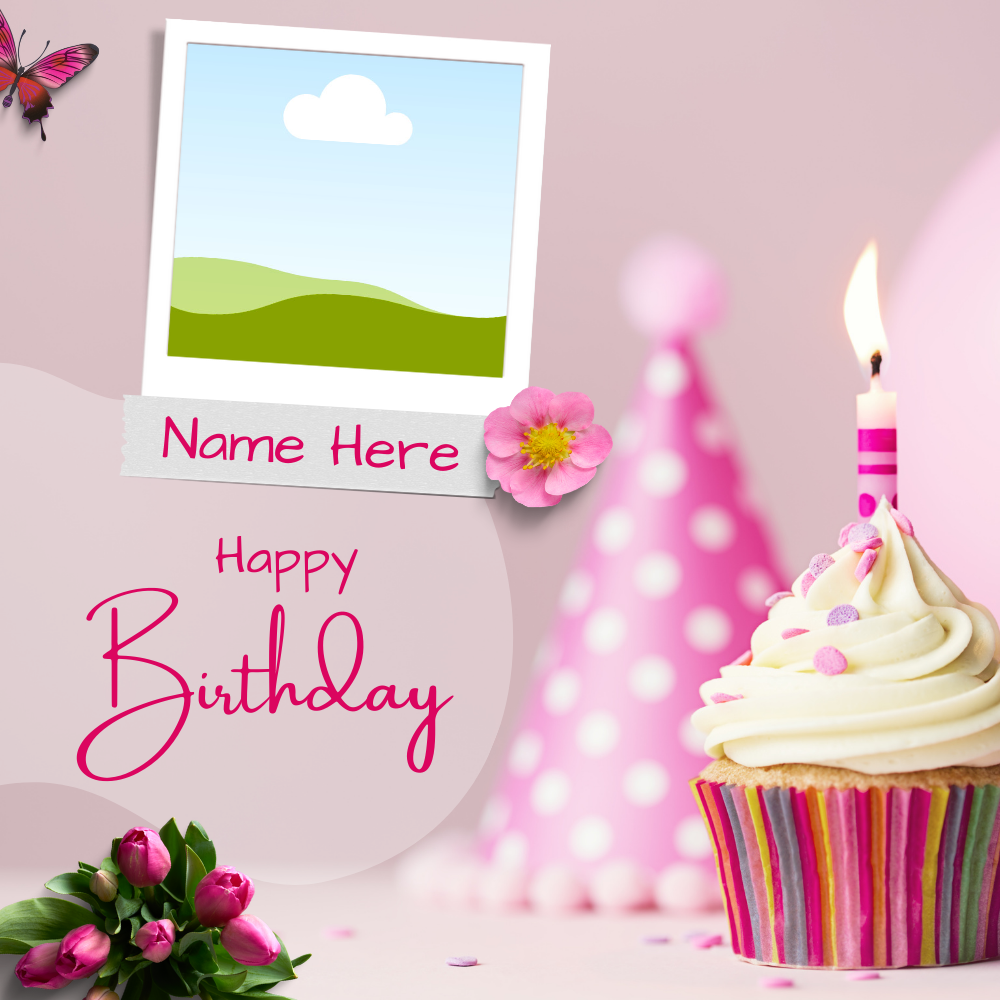 Happy Birthday Wishes Greeting With Your Photo and Name