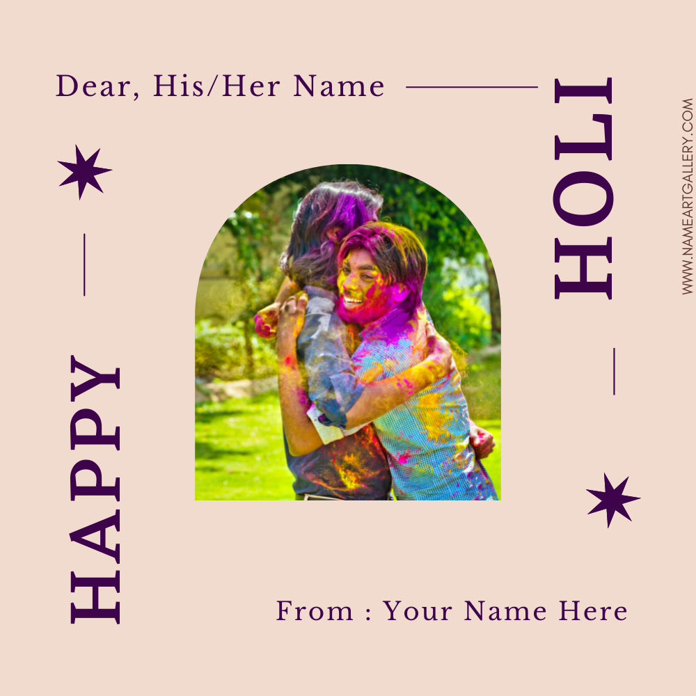 Beautiful Holi Wishes Status Image With Your Name