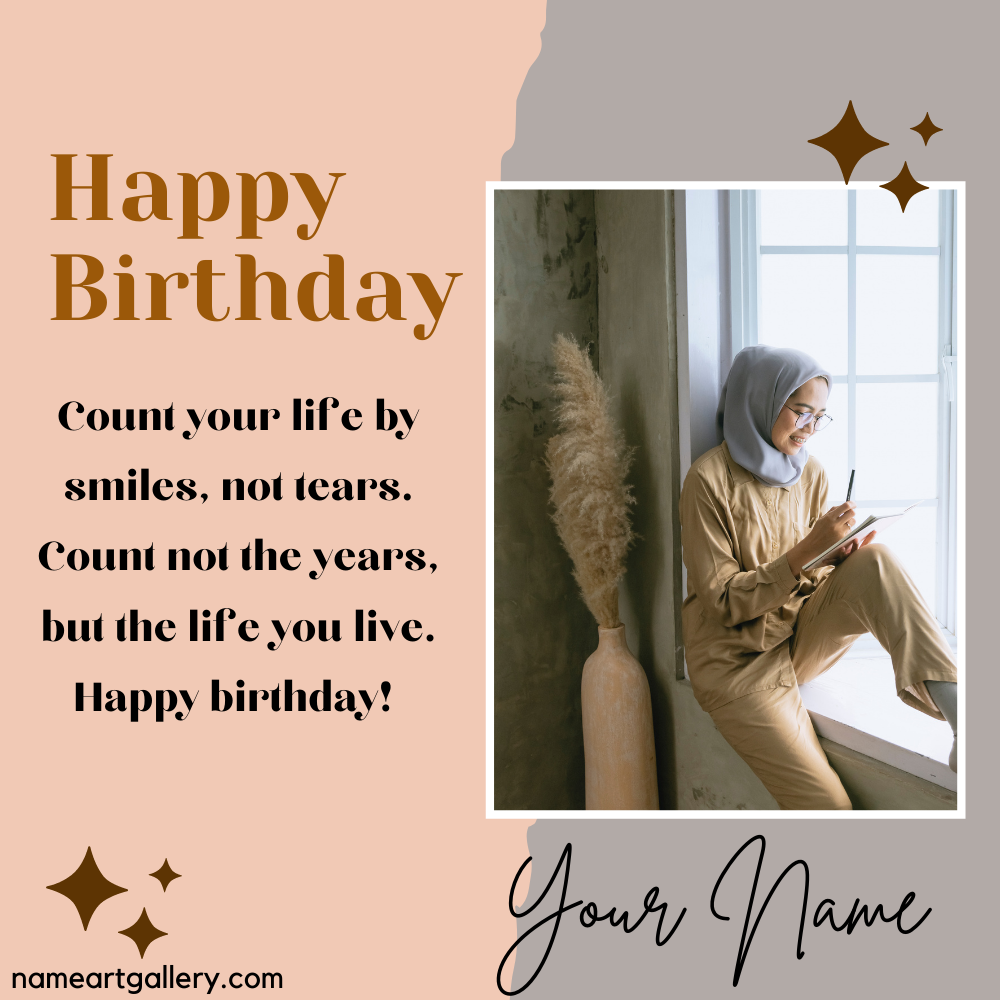 Minimalist Name Birthday Wish Card With Custom Photo