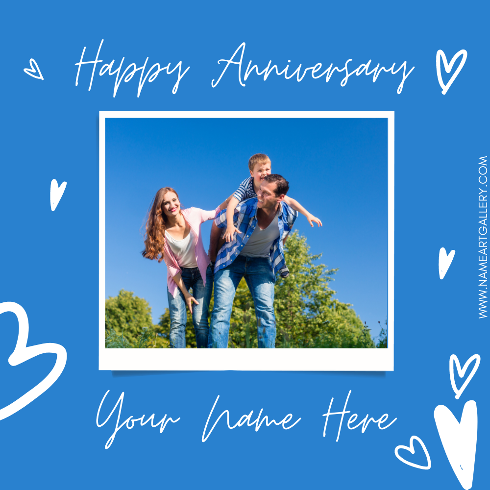 Happy Anniversary Photo Frame Greeting With Couple Name