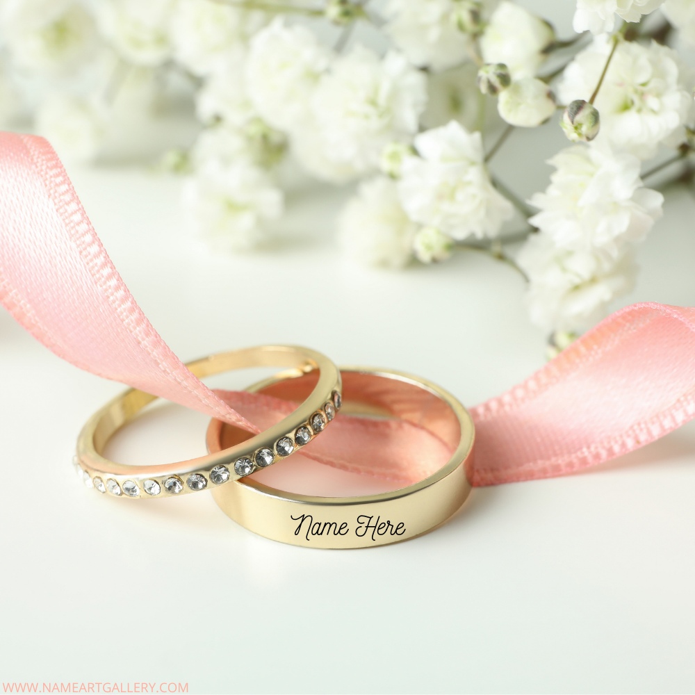 Romantic Golden Couple Ring With Bride Name
