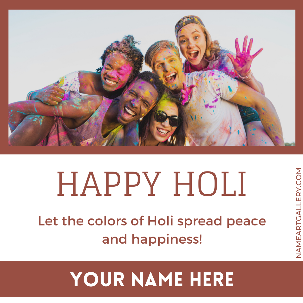 Make Holi Photo Frame Greeting Card Online With Name