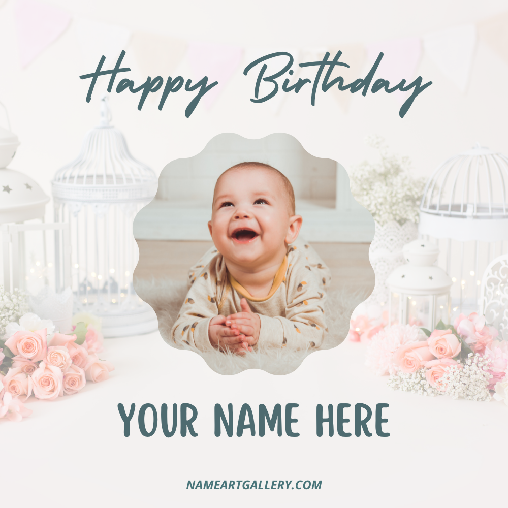 Happy Birthday For Cute Kids Photo Frame With Name