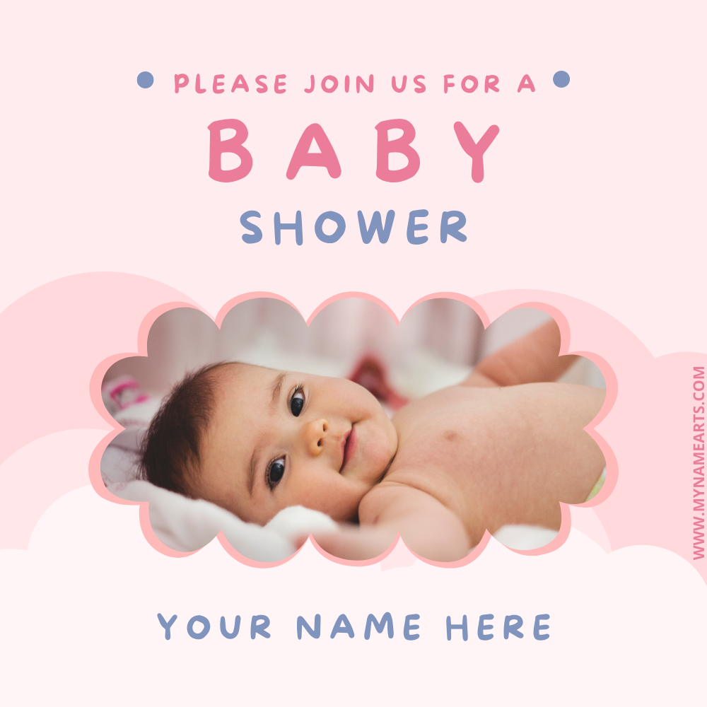 Baby Shower Cute Invitation Photo Frame With Name