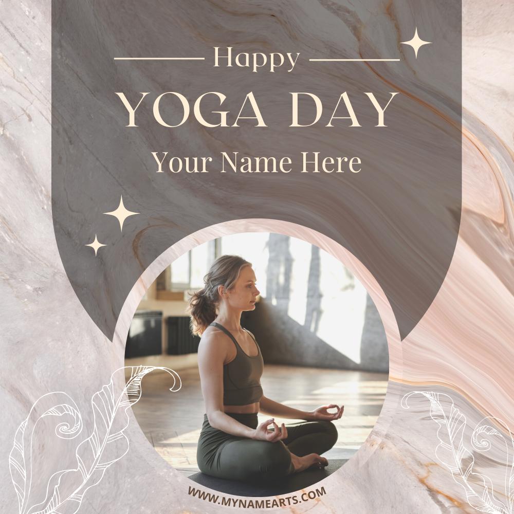 Happy Yoga Day Photo Frame With Custom Name
