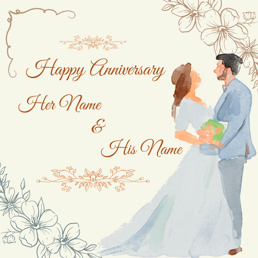 Anniversary Wishes Template Design With Couple Name