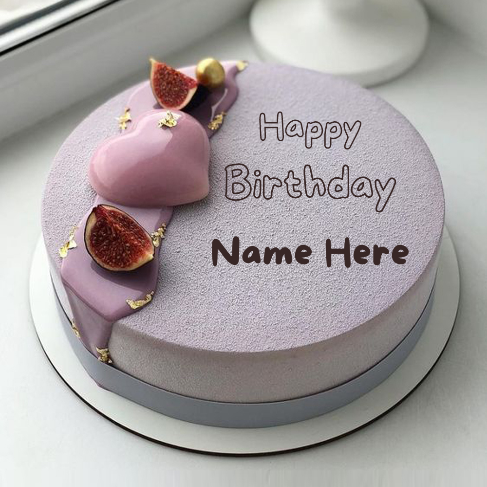 Colorful Purple Birthday Wishes Cake With Name
