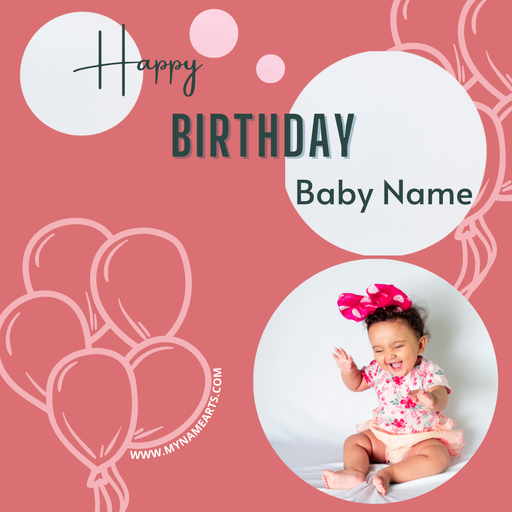 Happy 1st Birthday Wishes Photo Frame With Name
