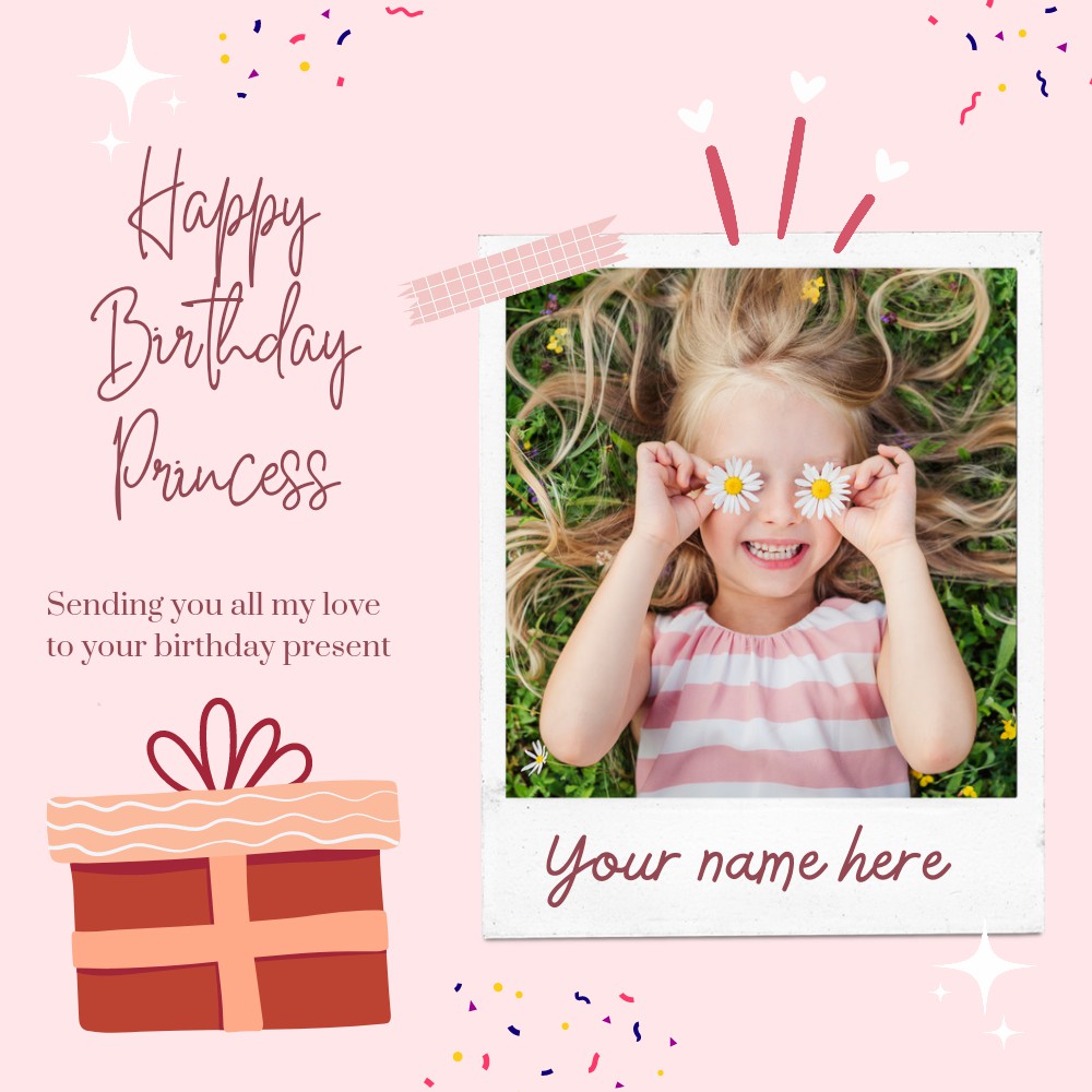 Happy Birthday Little Princess Cute Greeting With Name