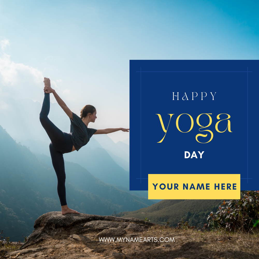 Happy Yoga Day Celebration Template With Name