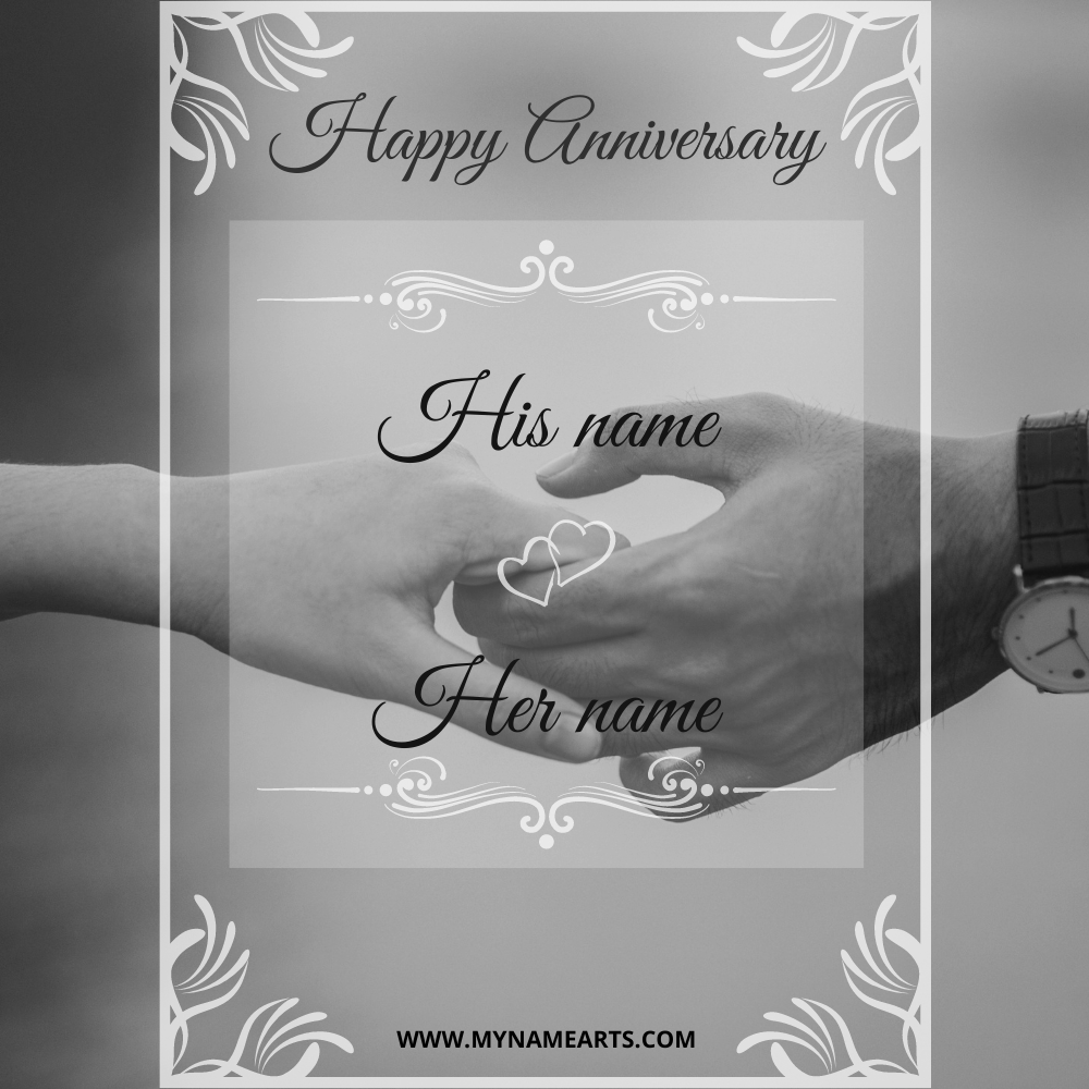 Romantic Anniversary Wishes Greeting With Couple Name
