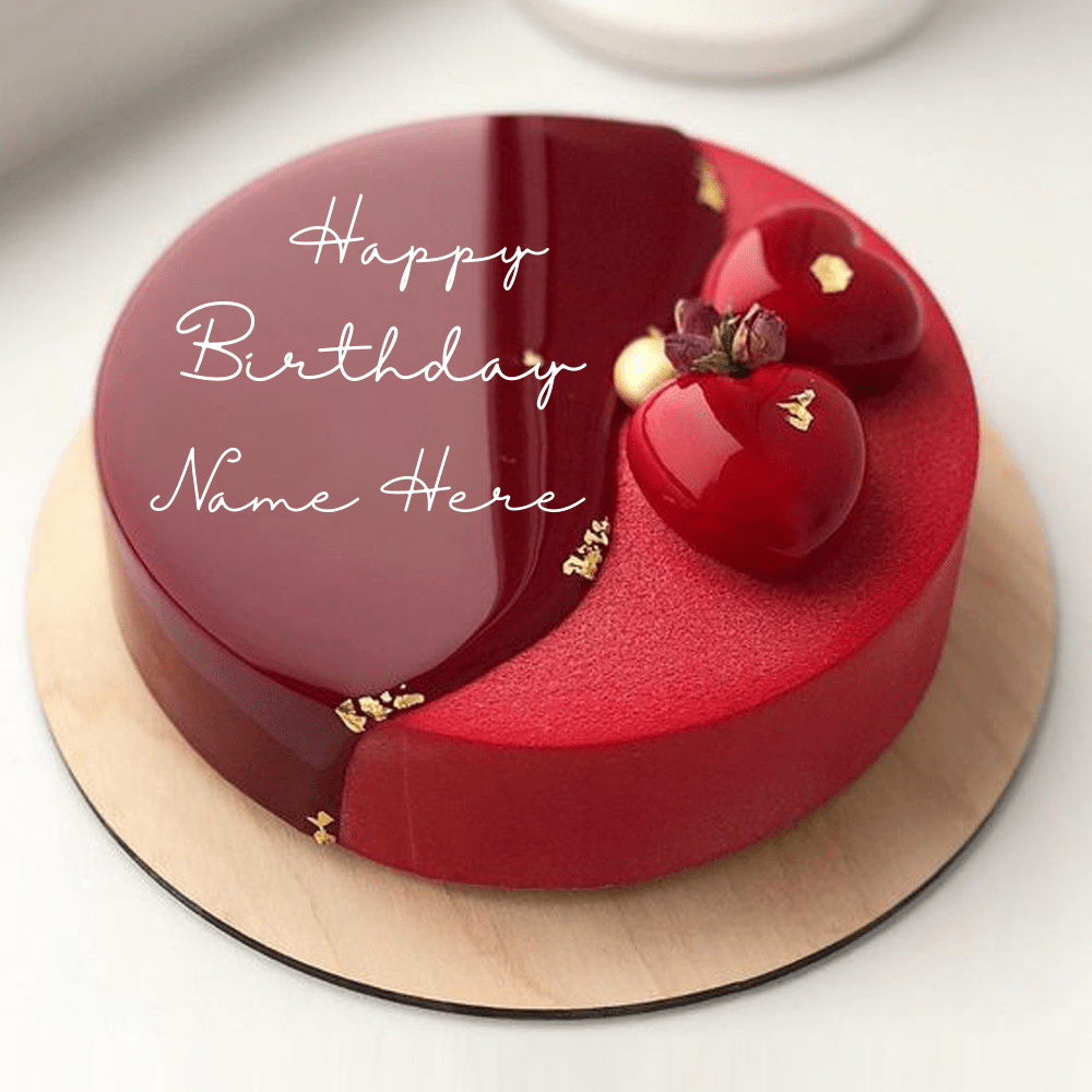 Romantic Birthday Wishes Red Cake With Lover Name