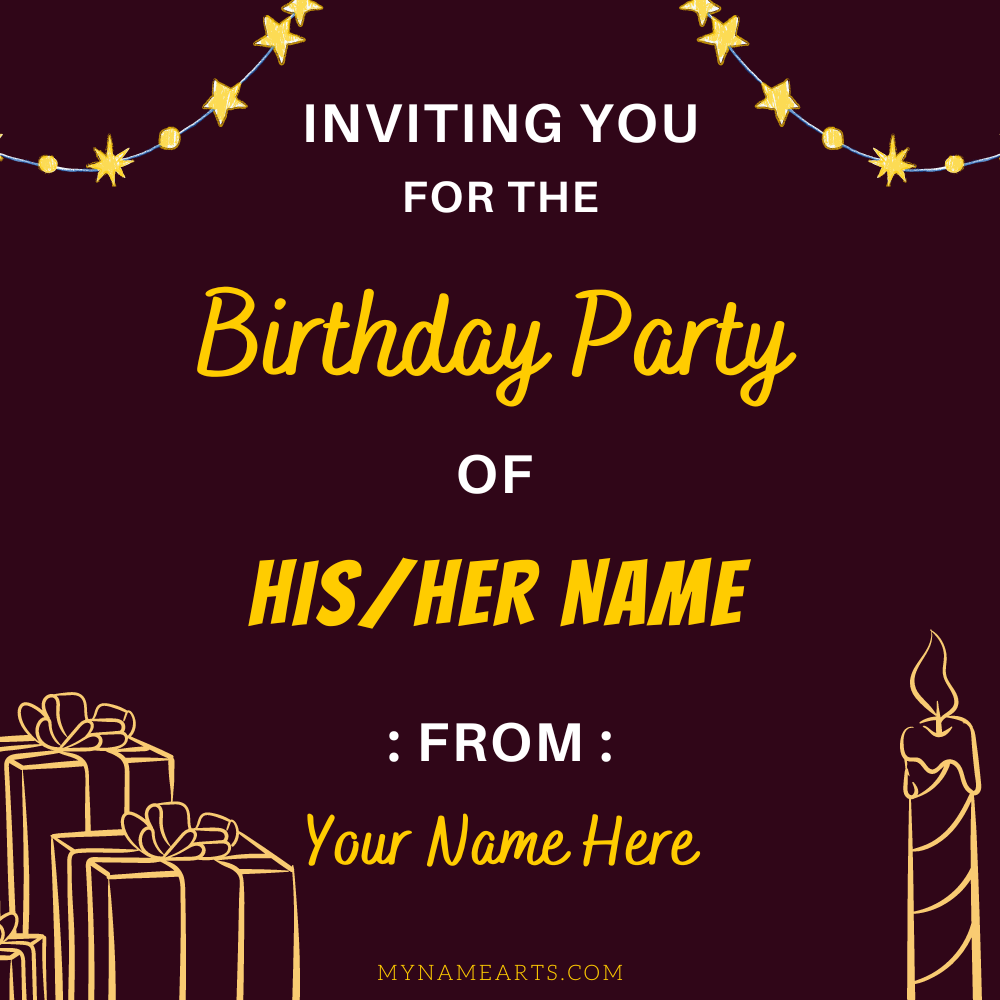Birthday Party Invitation Card With Your Name