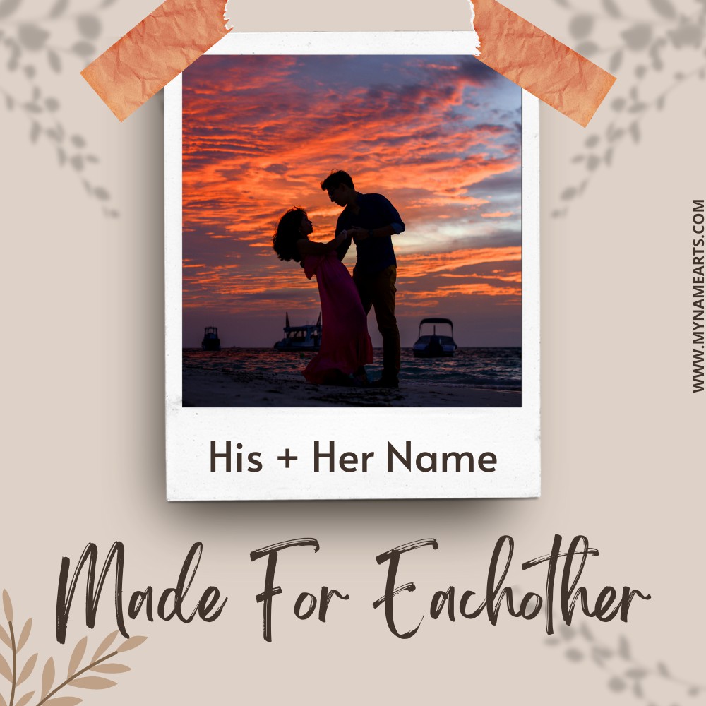 Romantic Couple Cute Photo Frame With Name