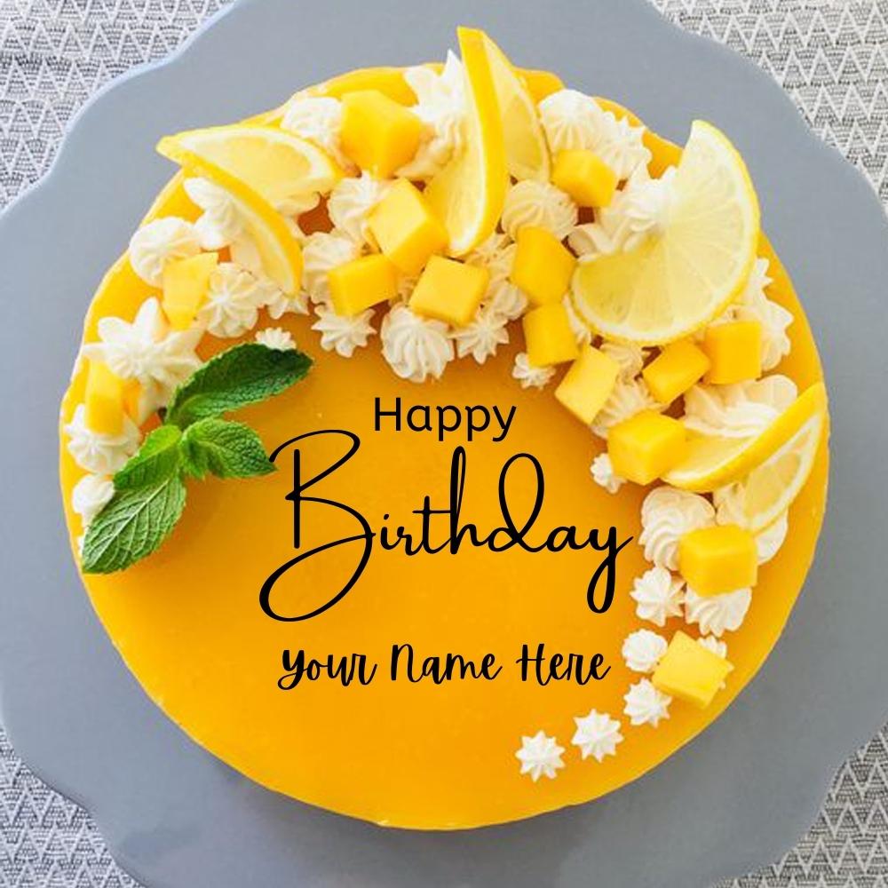 Write Name on Lemon Pineapple Birthday Cake
