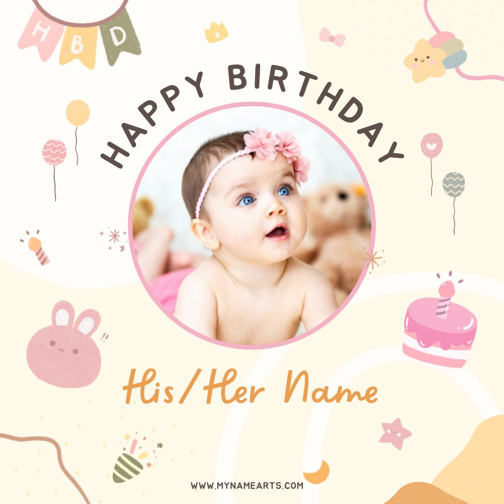 Happy 1st Birthday Card With His-Her Name