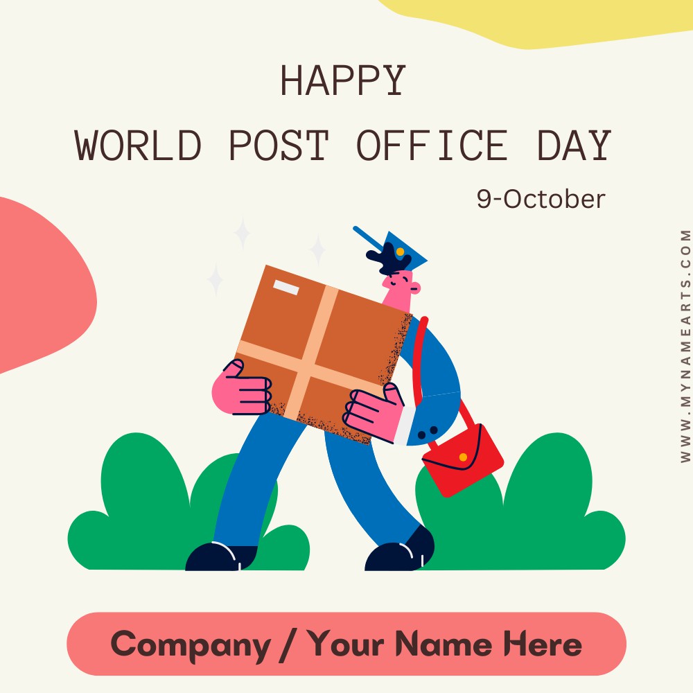 World Post Office Day 9th October Greeting With Name