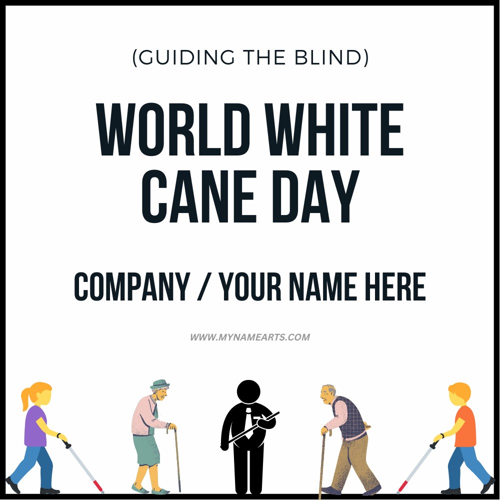 White Cane Safety Day 15th October Greeting With Name
