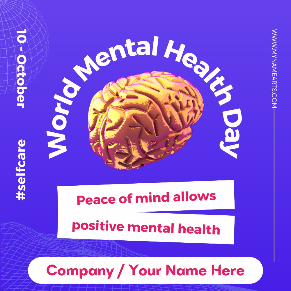 World Mental Health Day Greeting Card With Name