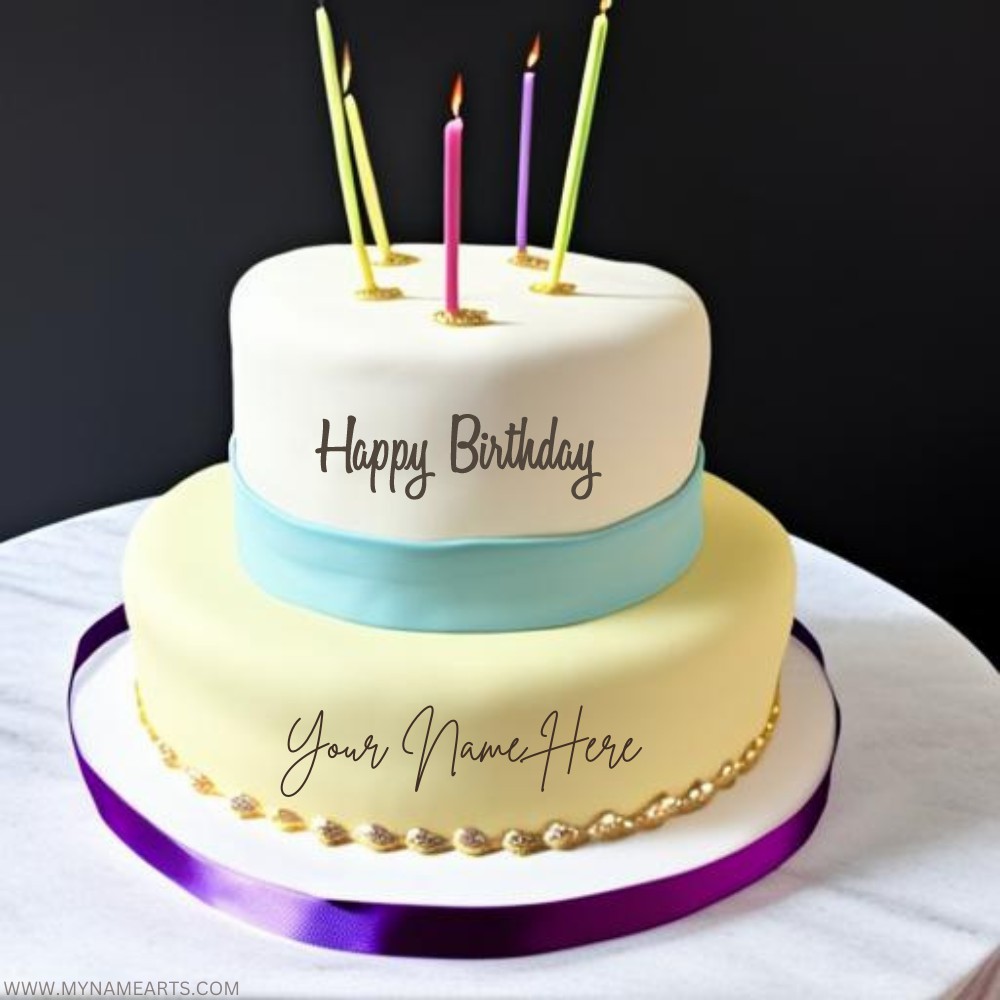 Beautiful Candle Light Birthday Cake With Name