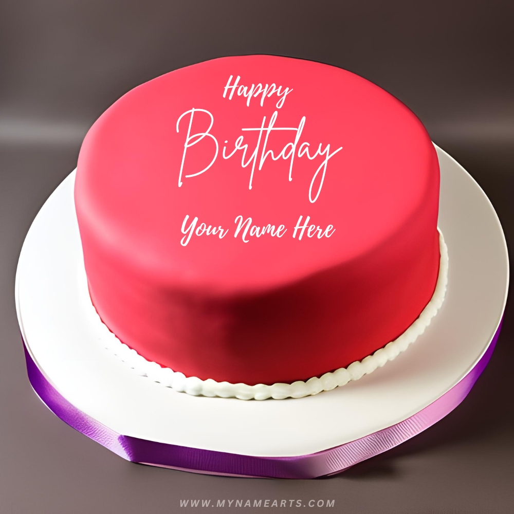 Delicious Red Fondant Art Cake With Name Edit