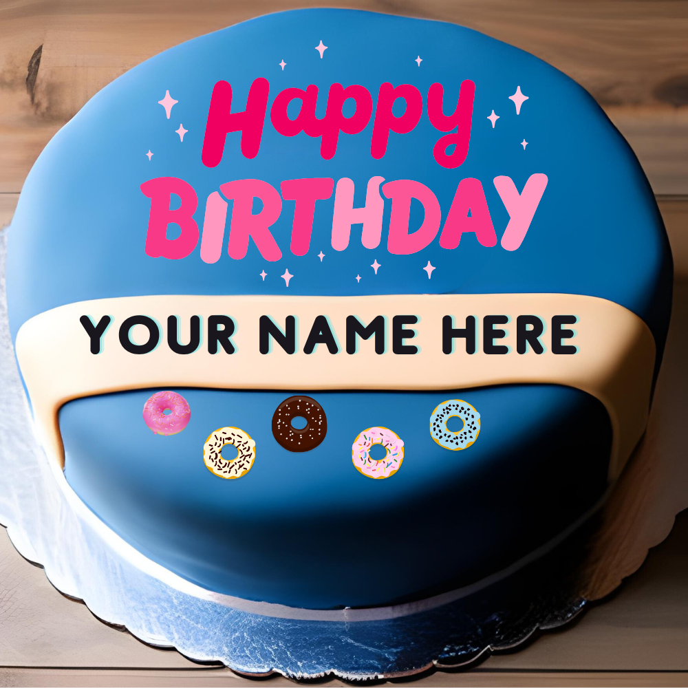 Elegant Happy Birthday Fondant Cake With Custom Name