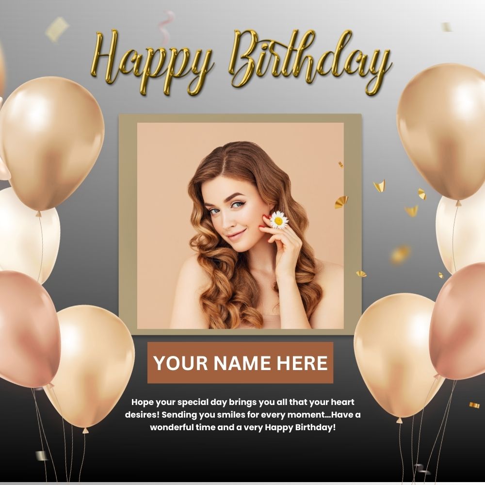 Happy Birthday Greeting Frame With Custom Photo and Name