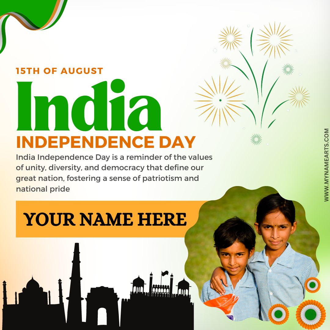 Happy Independence Day Custom Frame With Name and Photo