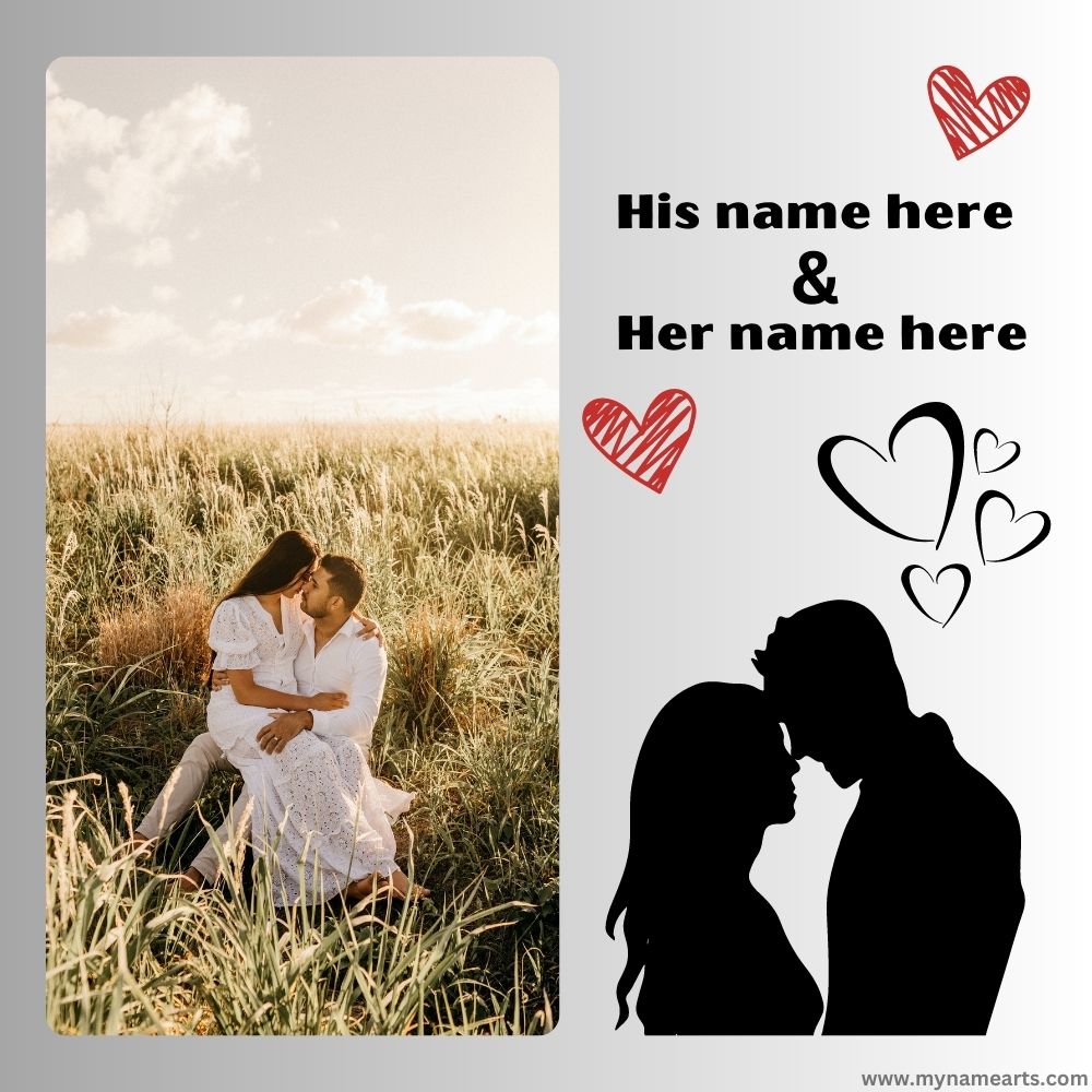 Romantic Couple Photo Frame With Custom Image and Name