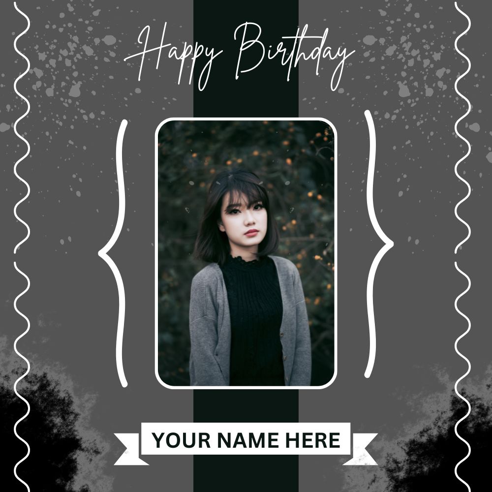 Simple Happy Birthday Wishing Frame With Photo and Image
