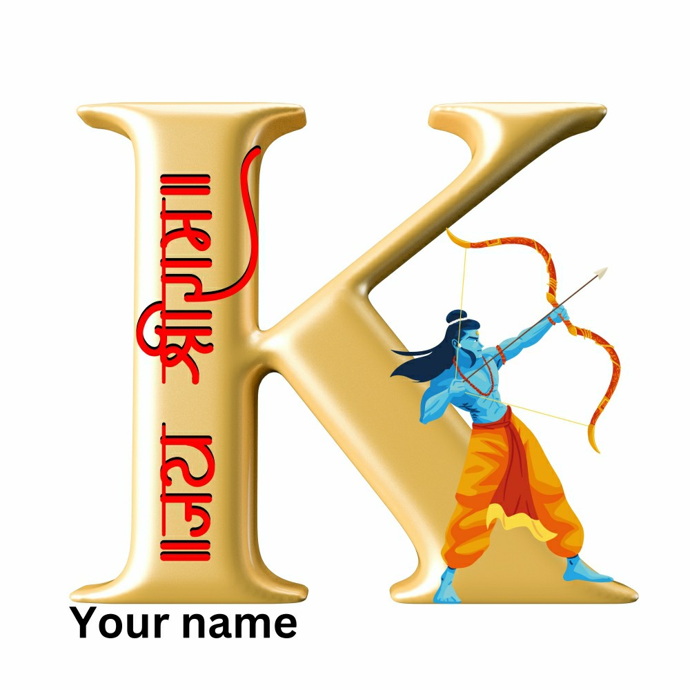 Write Name on Alphabet K Status With Lord Ram Background