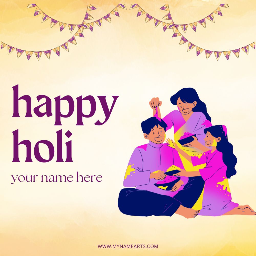 Holi Card with Your Name Free Happy Holi Wishes Online