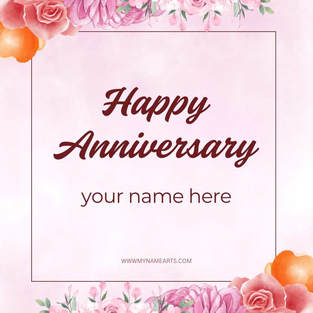 Happy Anniversary Card with Your Name Free Online