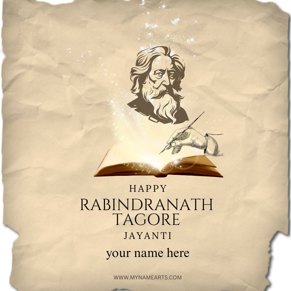 Rabindranath Tagore Jayanti card with your name online