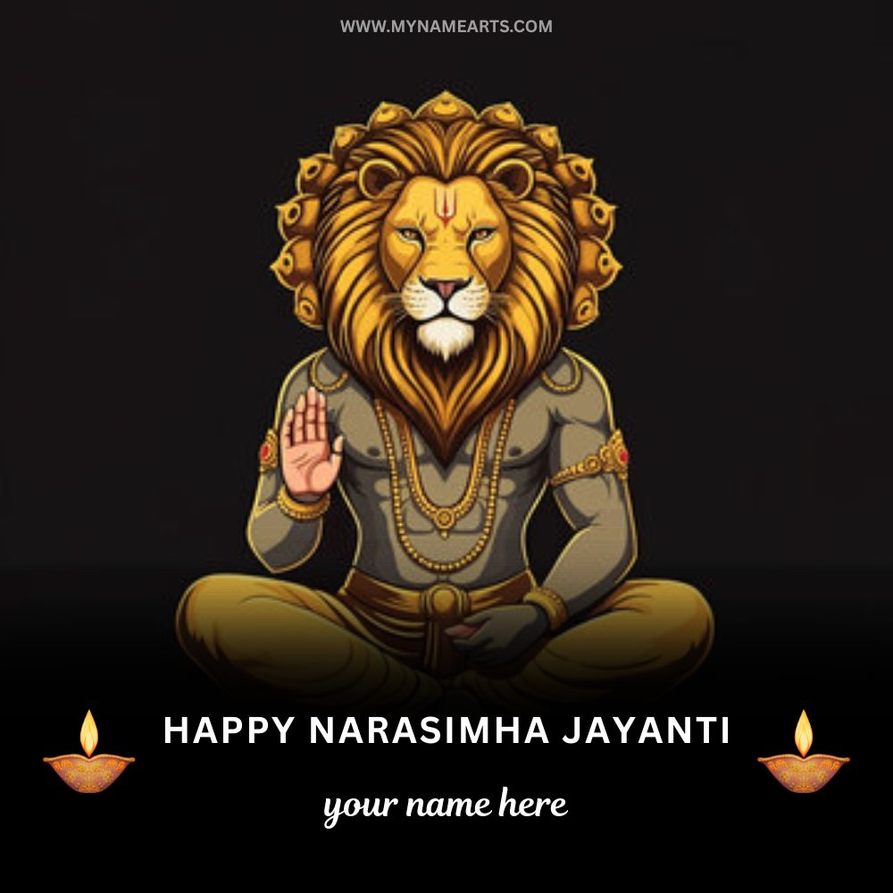 Happy Narasimha Jayanti card with your name download