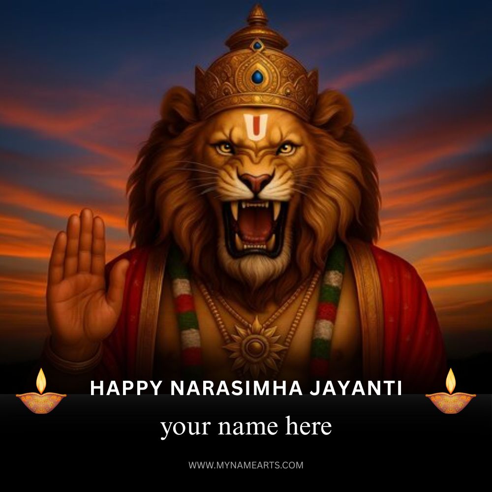 Narasimha Jayanti wishes card with name free download