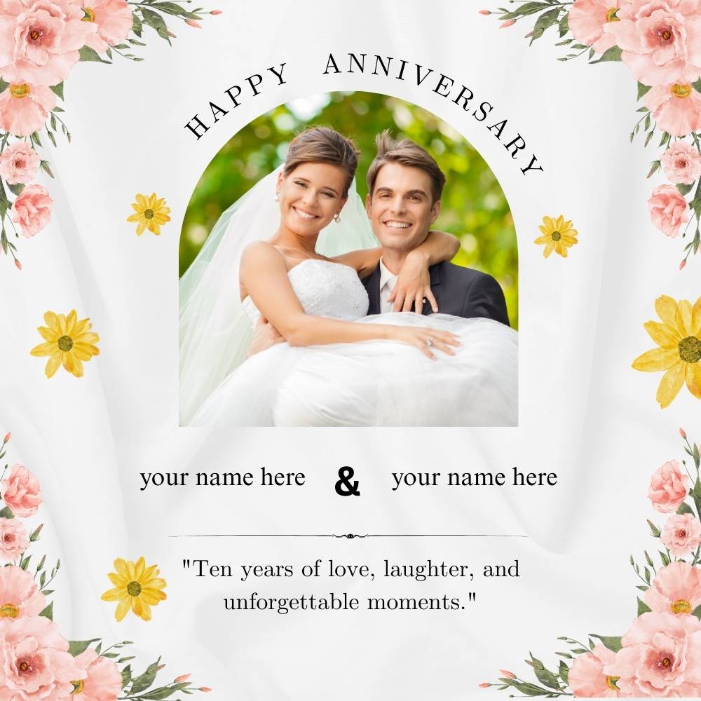 Happy anniversary card with your name free download