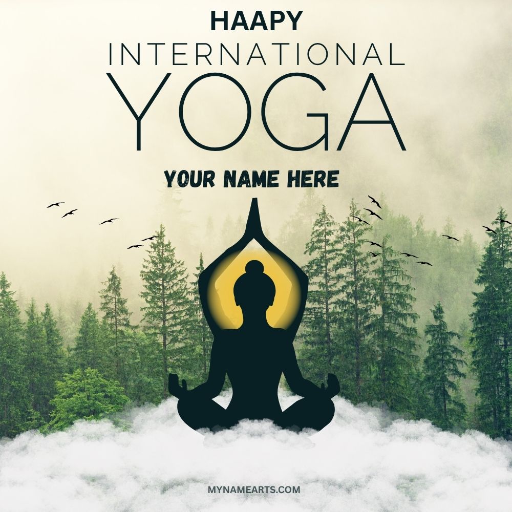 International Yoga Day Card with Name Download Free