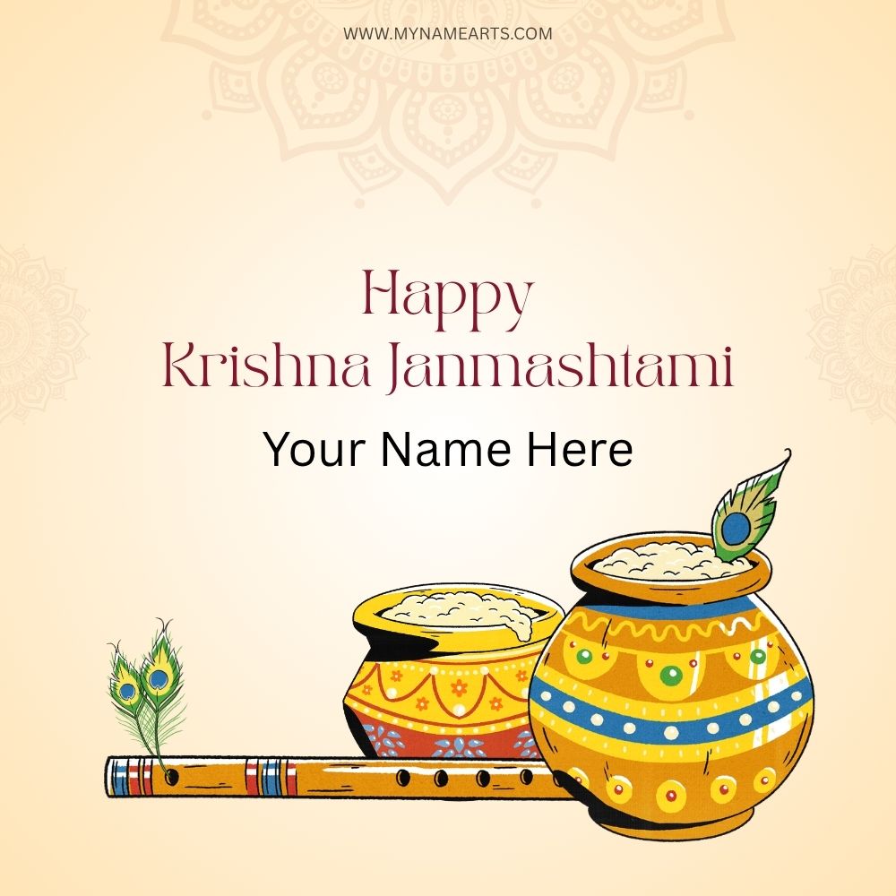 Happy Janmashtami card with name – Free Download