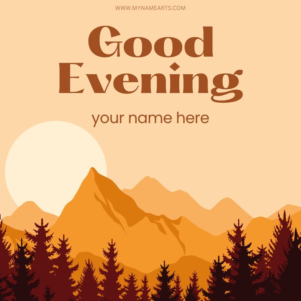 Good Evening Post Card with Name Free Download