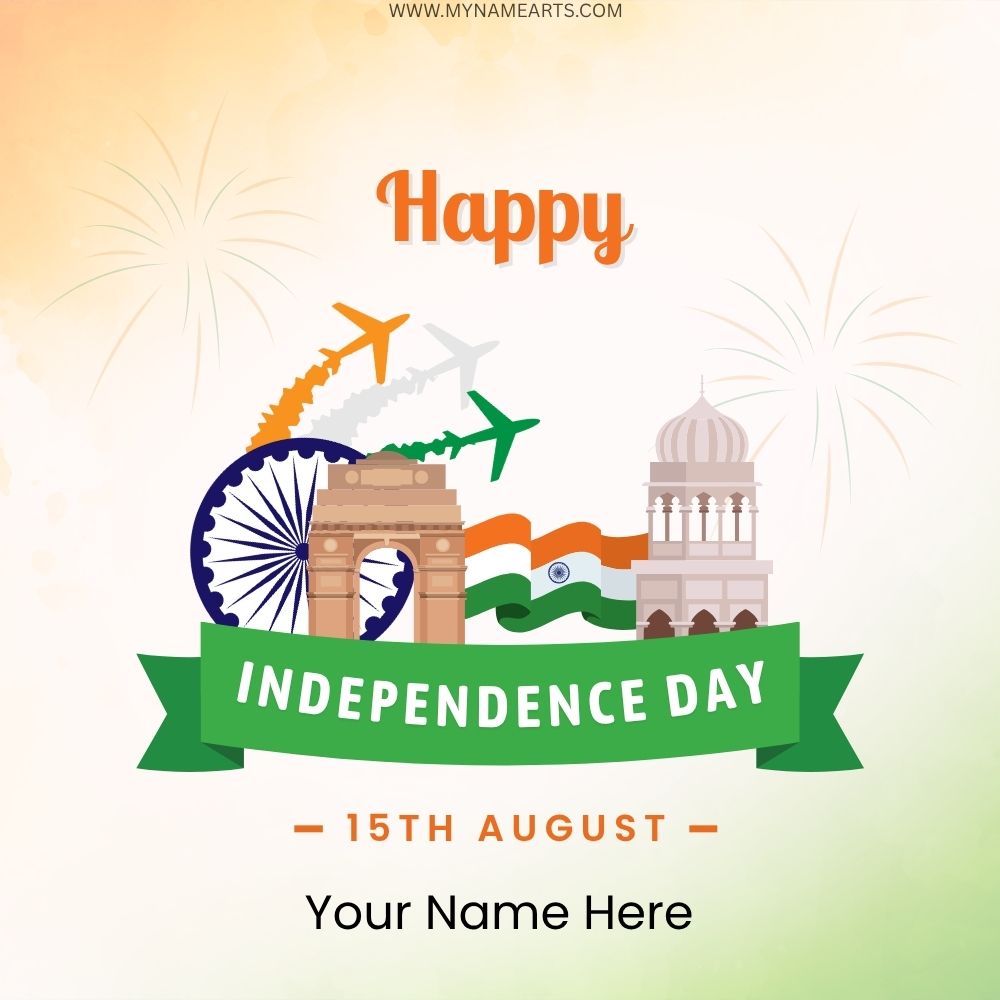 Happy Independence Day Card with Name – Free Maker